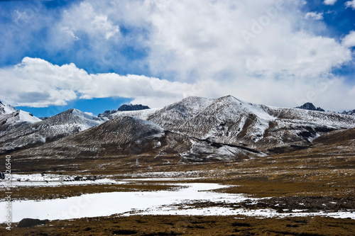 snow covered mountains in Tibet, China 