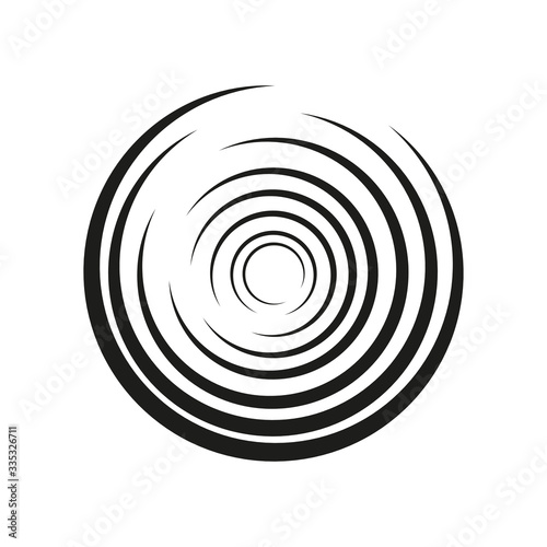 Geometric element of concentric circles. Black color on a white background. Radial, radiant pie chart. Flat style. Vector