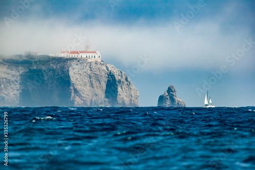 cape saint vincent with light house in Portugal on the south west corner of the iberian peninsula