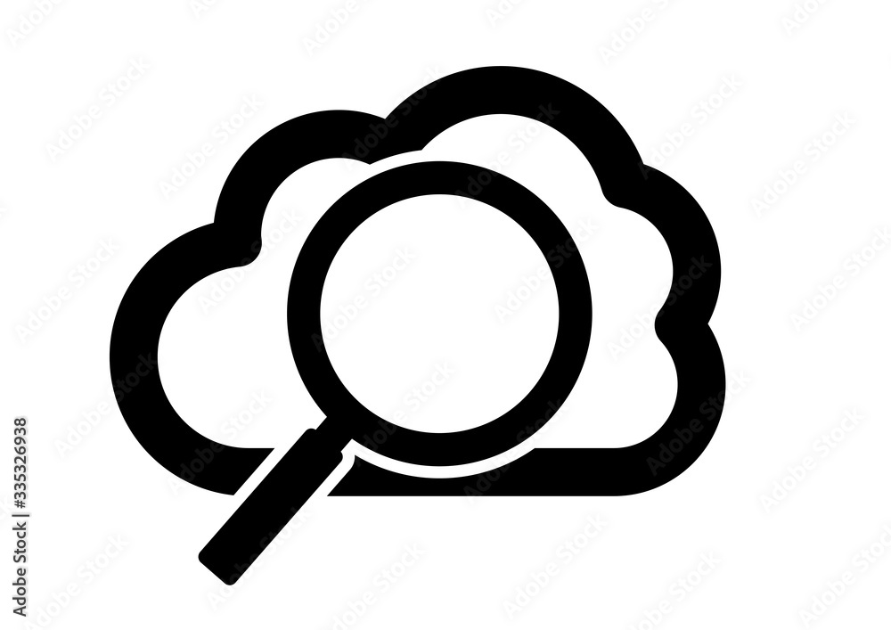 cloud and magnifying glass icon cloud and magnifying glass icon