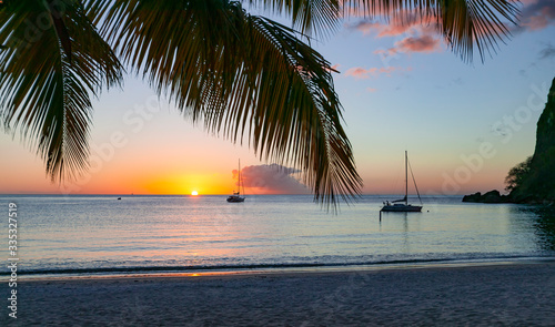 yacht anchoring during suns...