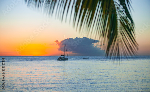 yacht anchoring during suns...