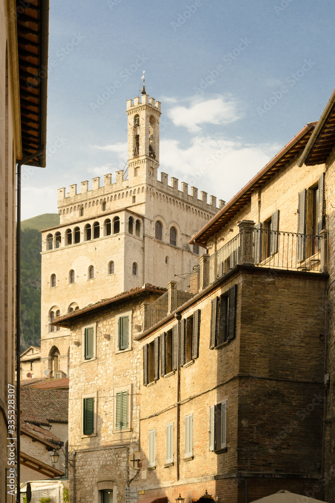 Gubbio, central Italy. View of the architecture of this little town with the