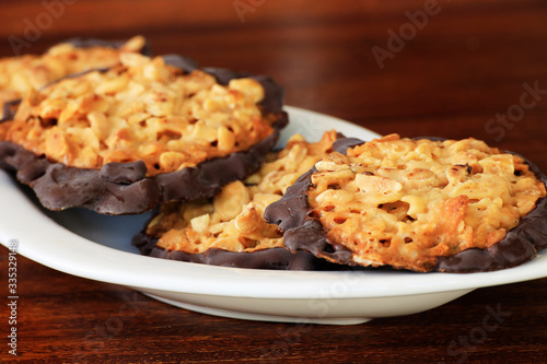 Fotografiet Closeup of Florentiner Bisquits on a background