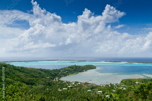 spectacular view fro, Mont Otemanu on Bora Bora Island over the lagoon and barrier reef, French Polynesia, Society Islands © Uwe