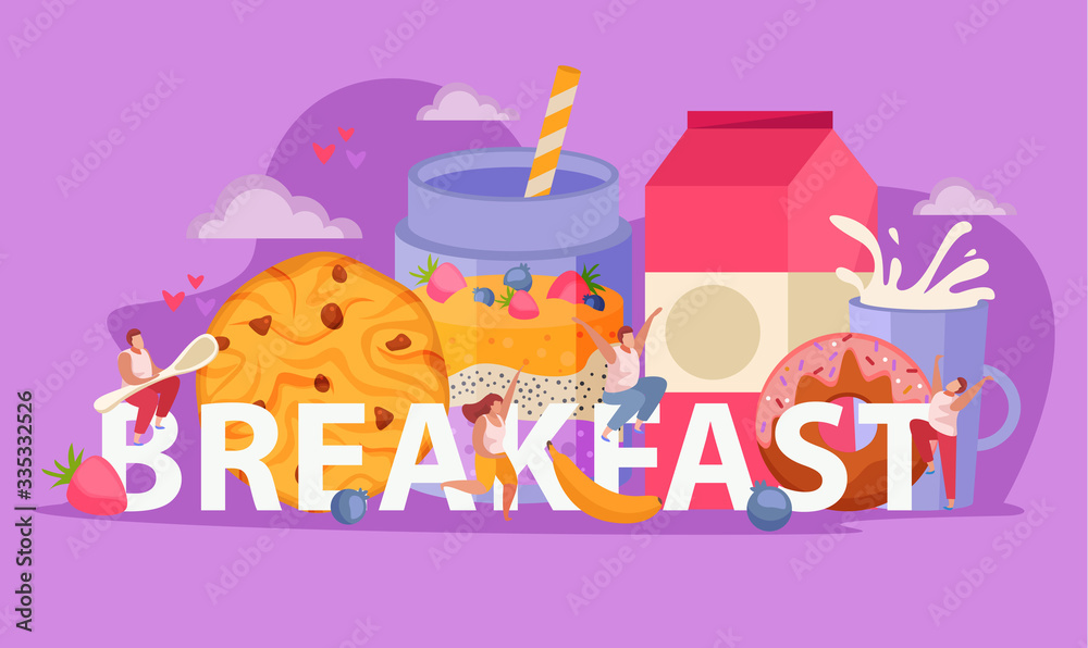 People With Breakfast Flat Concept People With Breakfast Flat Concept