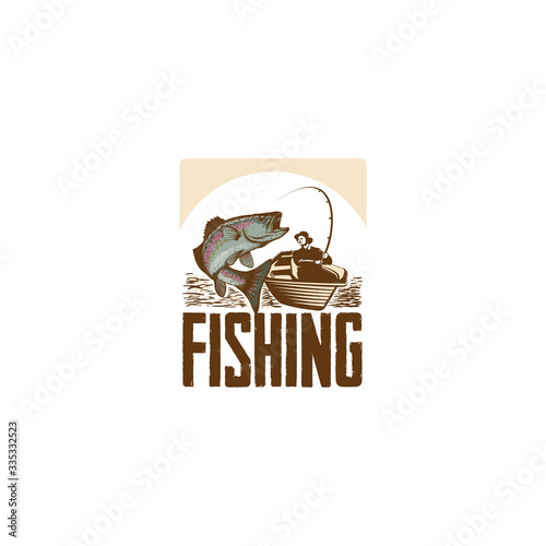fishing silhouette hand drawn illustrations