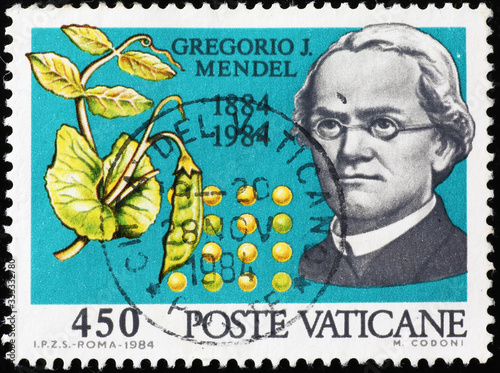 Portrait of Gregor Mendel on postage stamp photo