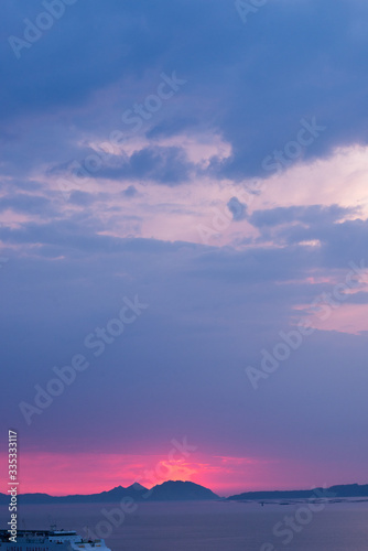 Sunset sky full of clouds in Vigo  Spain