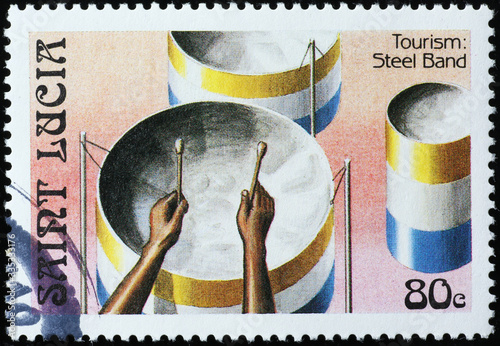 Steel drum on postage stamp of Saint Lucia photo