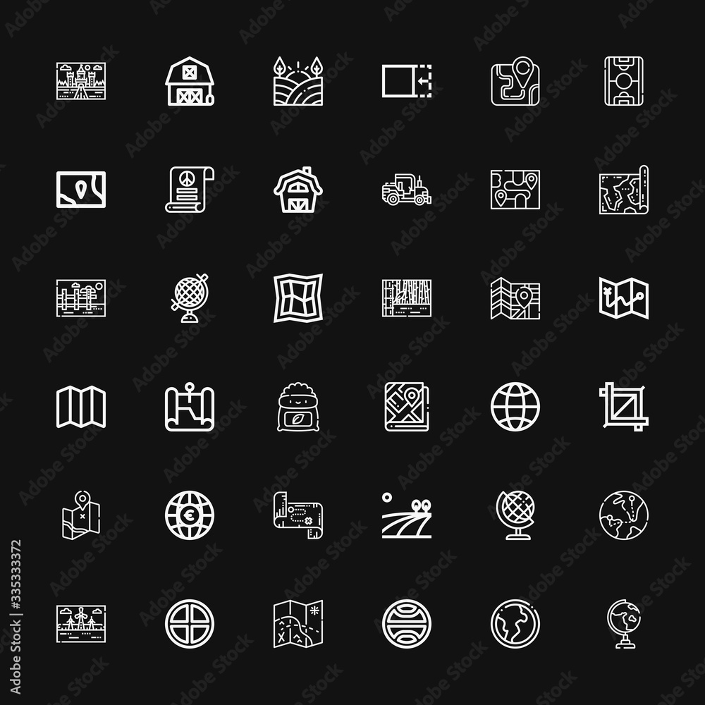 Editable 36 land icons for web and mobile