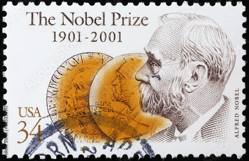Alfred Nobel on american postage stamp