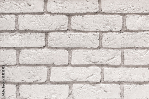 Abstract white brick wall texture background, close-up