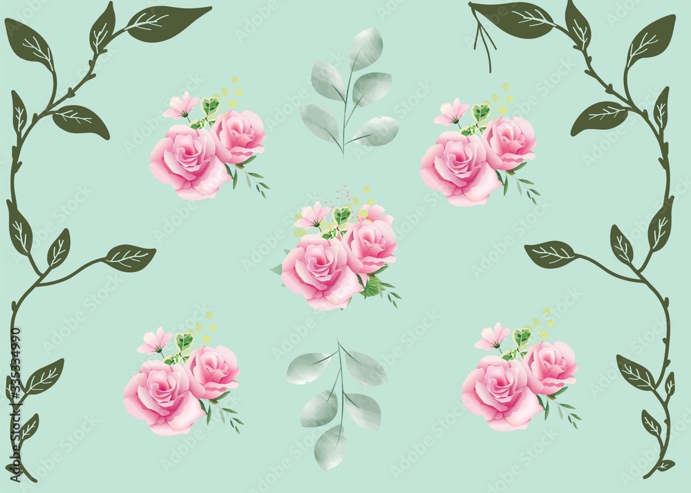 Naklejka Seamless Pattern Floral Illustration