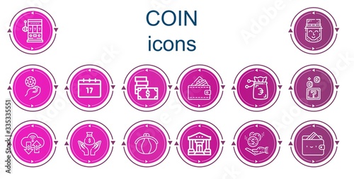 Editable 14 coin icons for web and mobile