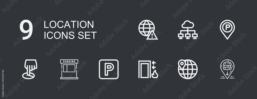 Editable 9 location icons for web and mobile Editable 9 location icons for web and mobile
