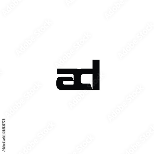 Creative Professional Trendy and Minimal Letter AD Logo Design in Black and White Color, Initial Based Alphabet Icon Logo in Editable Vector Format