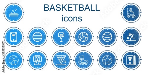 Editable 14 basketball icons for web and mobile