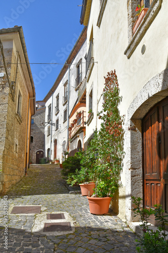 Castel San Vincenzo  Italy  07 12 2018. A narrow street between the houses of a village in the Molise region