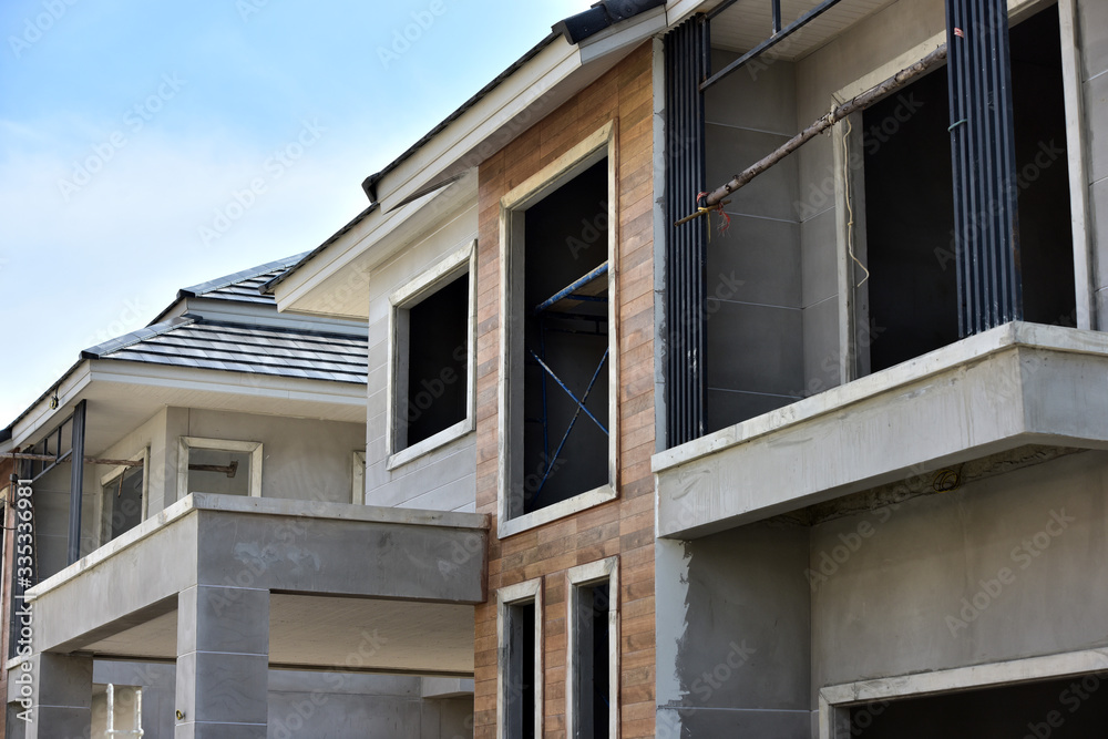 A house in a modern style under construction A house in a modern style under construction
