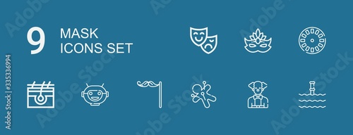 Editable 9 mask icons for web and mobile