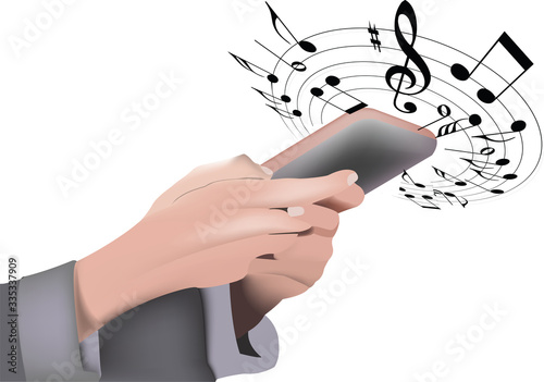 mani femminili trattengono cellulere ascolta musica
