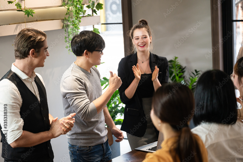 Obraz premium A group of business people celebrating the joy of business success