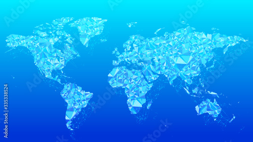Digital network technology blue background world map