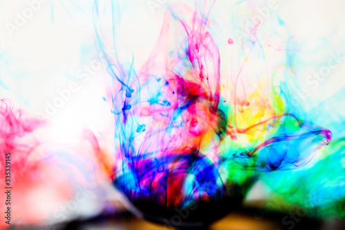 Ink splash in water multiple colour effect white background