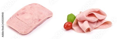 Fotografija Sliced boiled ham, isolated on white background