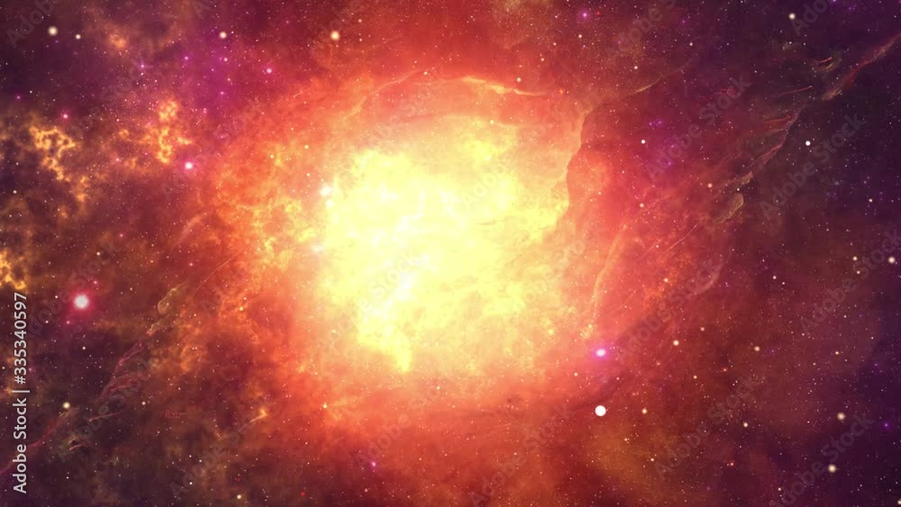 Flying through space passing stars. 4k motion design Loop Animation for Science, astronomy, Nebula, Dust particles Clouds Starfield Space travel concept.