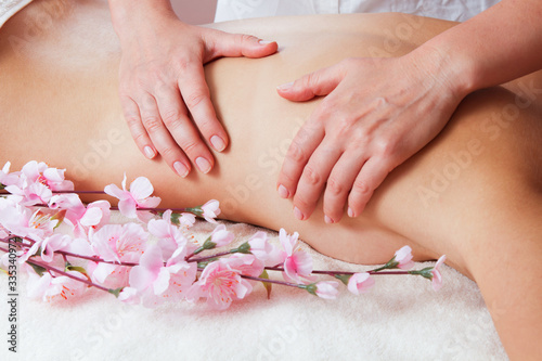 Massage and body care. Spa body massage woman hands treatment.