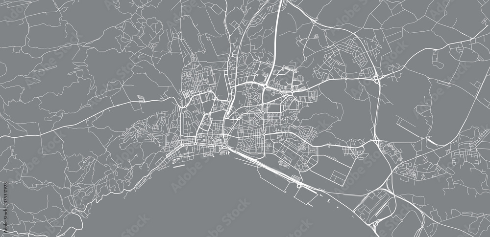 Urban vector city map of Setubal, Portugal