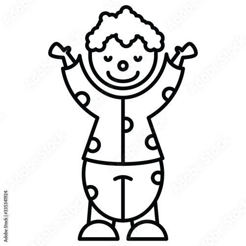 Whiteface Clown Concept, circus and amusement park things on white bakcground, Gags Vector Icon Design
