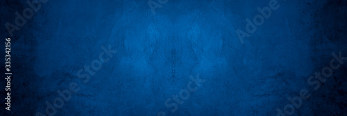 Old wall pattern texture cement blue dark abstract  blue color design are light with black gradient background.