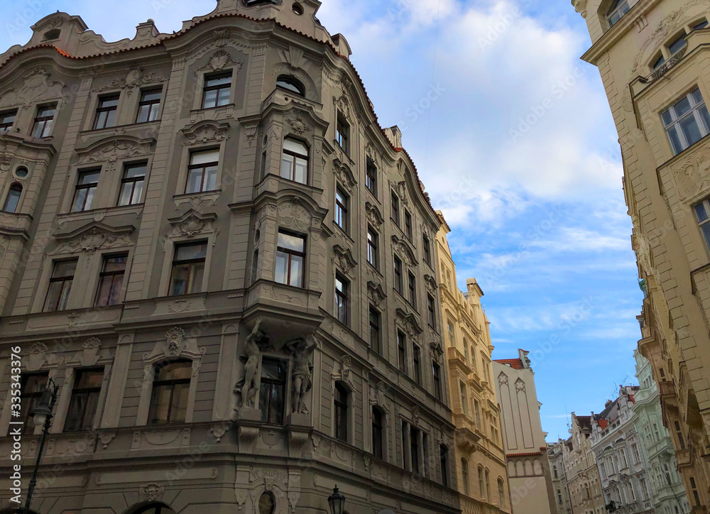 Art nouveau building facades in Europe