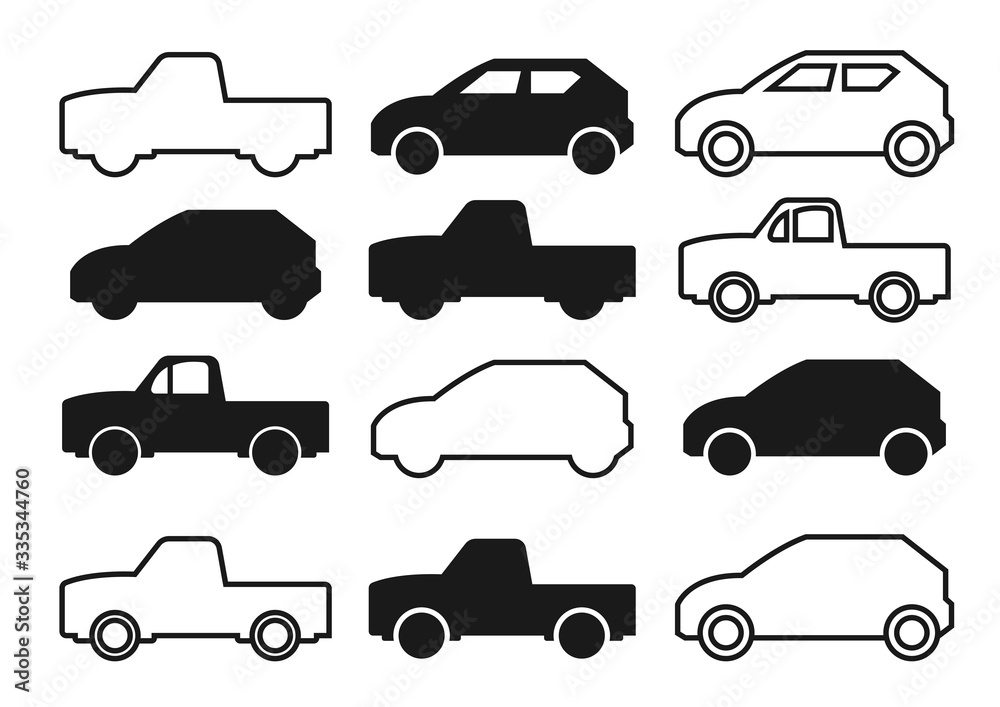 thin line icons,solid icons for car,pickup truck,transportation,vector illustrations thin line icons,solid icons for car,pickup truck,transportation,vector illustrations
