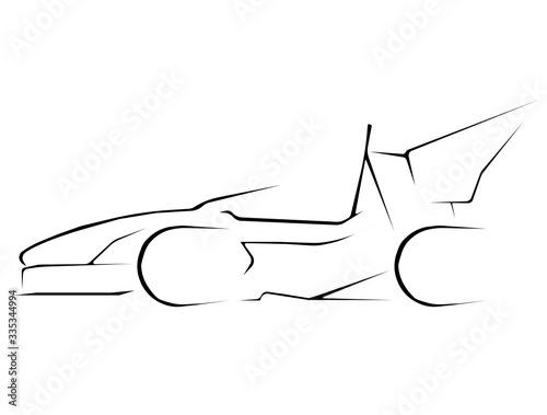 Formula race car  drawn in abstract steam-line-like style vector illustration