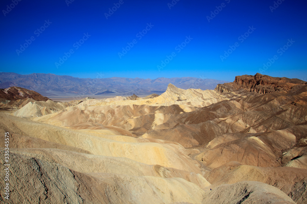 California / USA - August 22, 2015: The landscape and rock formations around Zabriskie point near Death Valley National Park, California, USA