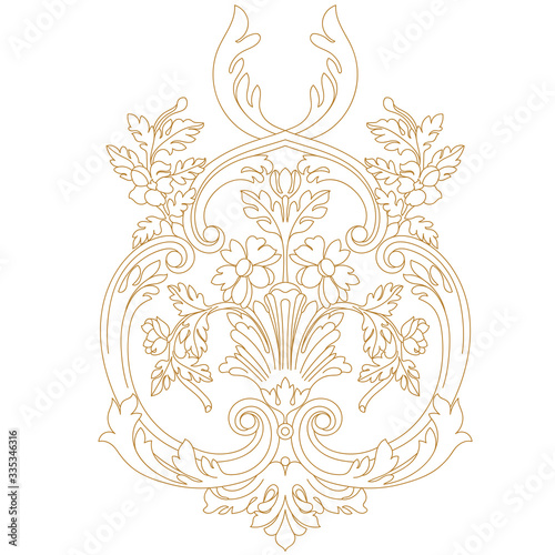 Golden vintage baroque ornament, corner. Retro pattern antique style acanthus. Decorative design element filigree calligraphy vector. - stock vector	