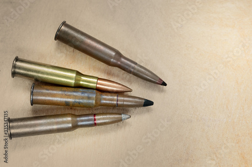 Ammo cartridges of rifle. Image for catalogue content.