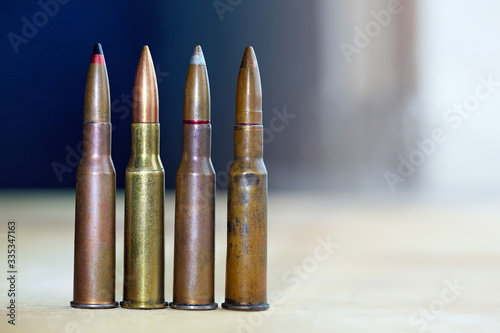 Ammo cartridges of rifle. Image for catalogue content.