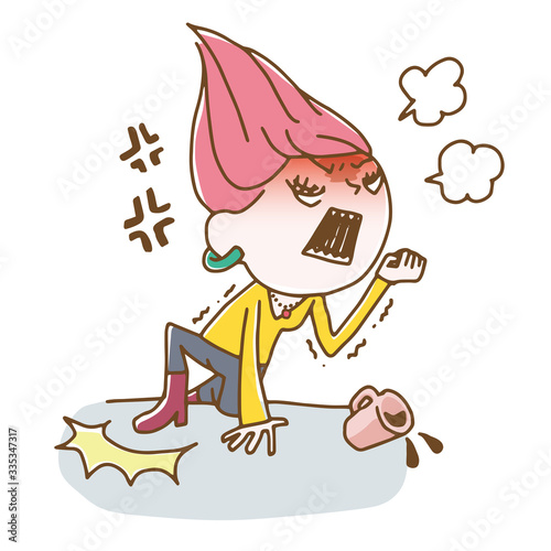 Illustration of a woman likely to shout in anger