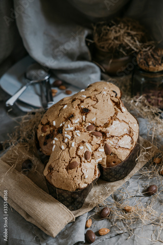 Traditional italian easter dove bread cake The counterpart of the two well-known Italian Christmas desserts, panettone and pandoro. Colomba easter