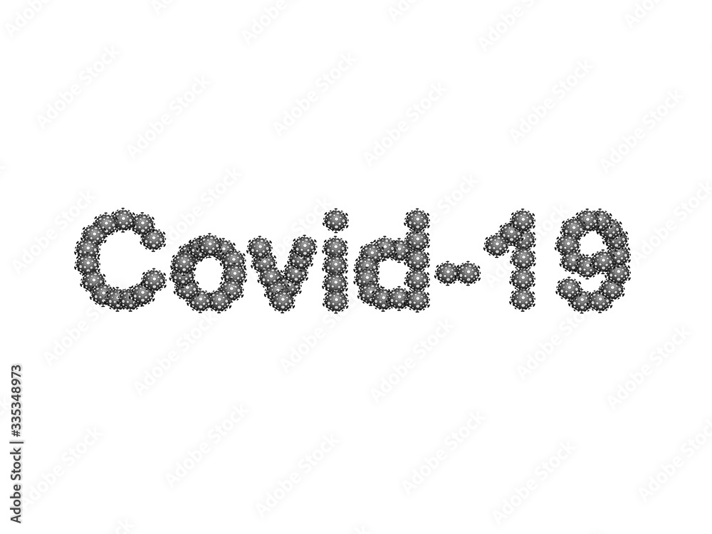 Coronavirus bacterial cell, the inscription. Image of coronovirus on a white background. Concept: Covid-19 prevention, epidemic. Coronavirus bacterial cell, the inscription. Image of coronovirus on a white background. Concept: Covid-19 prevention, epidemic.