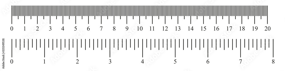 Ruler 20 cm, 8 inch. Set of ruler 20 cm 8 inch. Measuring tool. Scale .  Size indicator units. Metric Centimeter, inch size indicators. Vector  length measurement scale chart Stock Vector | Adobe Stock