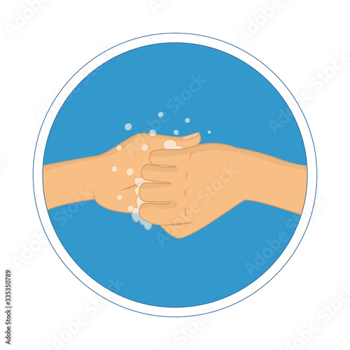 Washing hands with soap vector sign