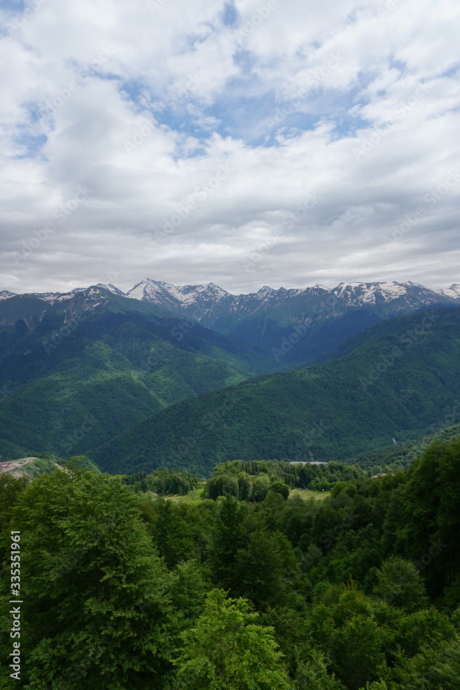 mountains of Russia in summer in Sochi in Krasnaya Polyana                               