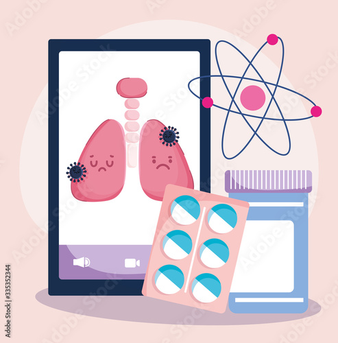 online doctor, smartphone lung disease medicine packing pills covid 19