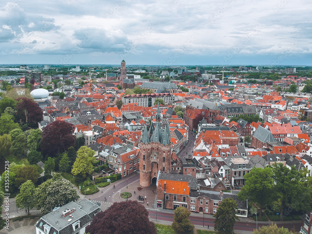 Aerial view over Zwolle, Netherlands